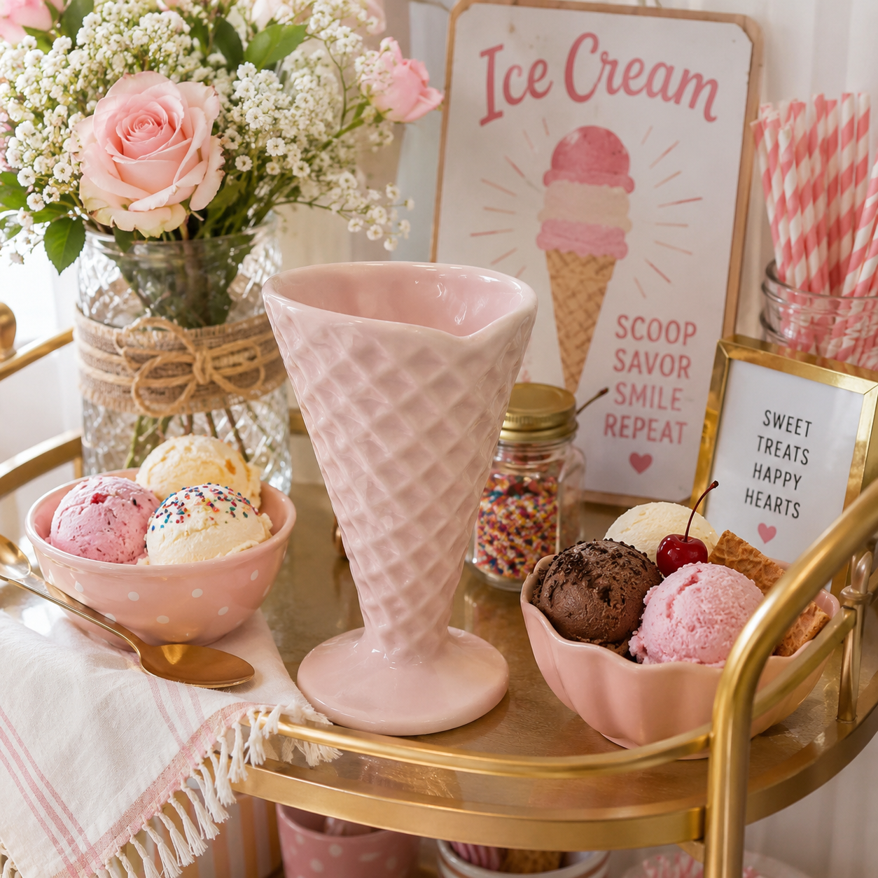 Sweet Scoop Waffle Cone Dessert Dish