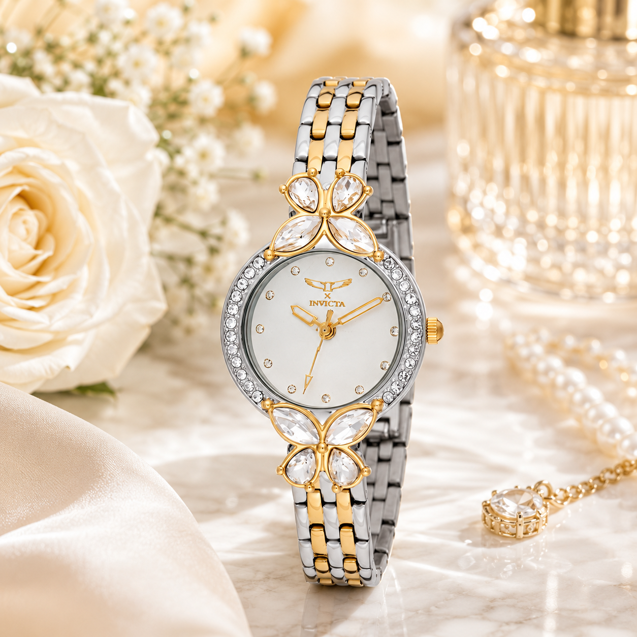 Invicta Wildflower Silver & Rose Gold Women's Watch