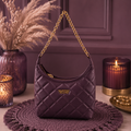Valentino Orlandi Quilted Shoulder Bag – Plum Elegance