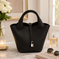 Classic Black Structured Bucket Bag