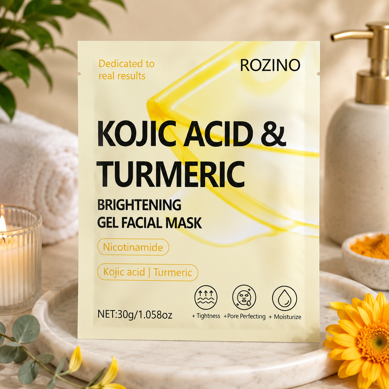 ROZINO Kojic Acid & Turmeric Brightening Gel Facial Mask