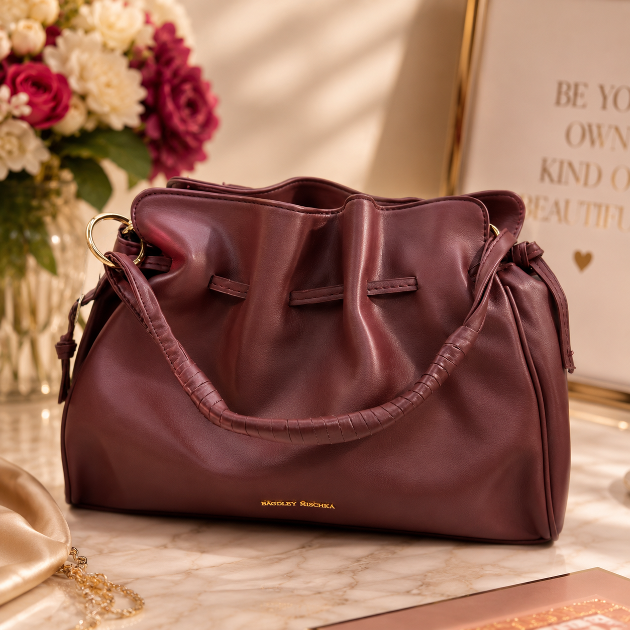 Badgley Mischka Wine Dumpling Tote Bag