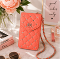 Badgley Mischka Coral Quilted Phone Holder Crossbody