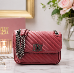Badgley Mischka Quilted Crossbody – Rose Berry