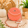 Badgley Mischka Round Quilted Crossbody – Coral