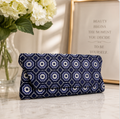 TRINA TURK BLUE & WHITE PRINTED CLUTCH