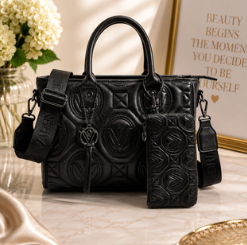 Valentino Orlandi Black Kayla Large Tote